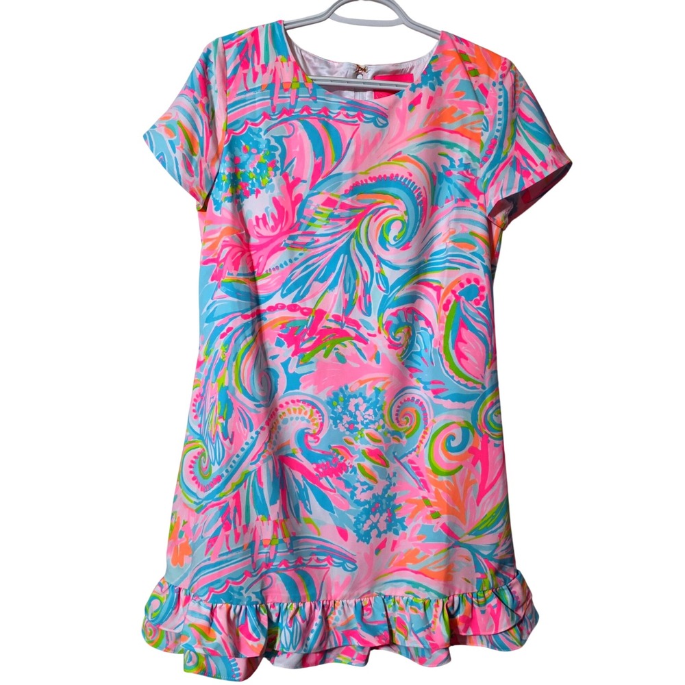 Lilly Pulitzer Womens 10 Masey Romper Multi Carnivale Coral Paisley Ruffle NWT